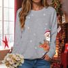 Женский модный повседневный пуловер с длинными рукавами свободного кроя и рождественским принтом, с круглым вырезом