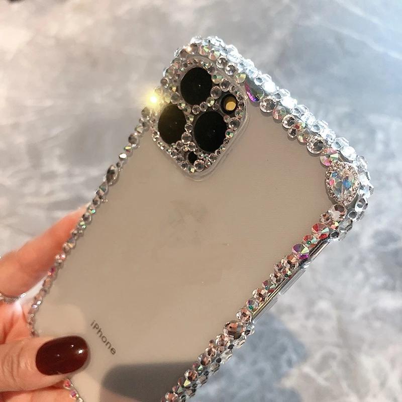 Роскошный модный мягкий чехол для телефона Bling Rhinestone Gem diamond для iPhone 16 15 14 13 Pro Max 11 Pro 12 Pro Max Glitter Camera Protection Cover Coque
