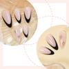 24pcs French Tip Press On Nail Almond Shape False Nail With Golden Star Designs Nail Accesories Elegant Stick on Nail