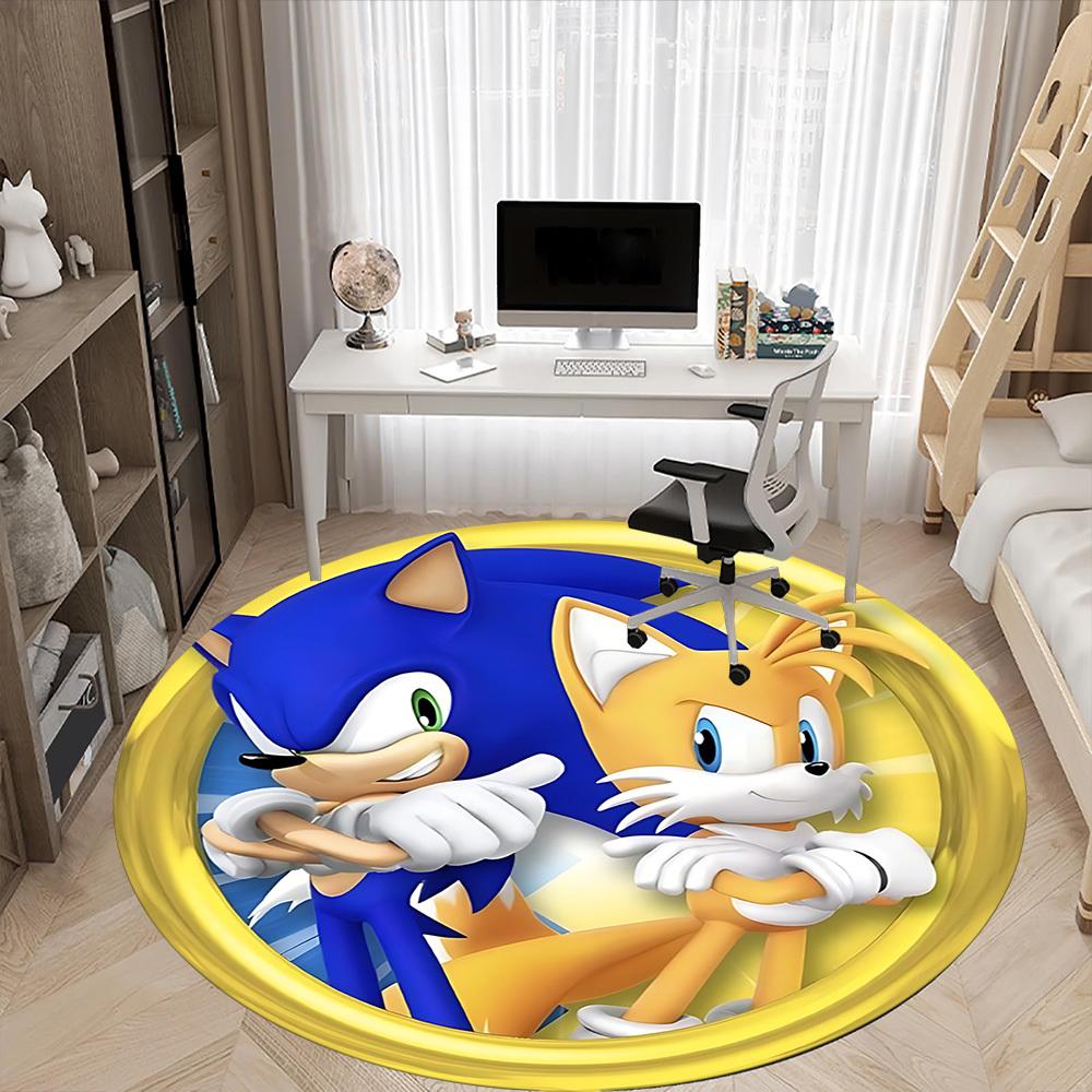 1pc Sonic Office Round Area Rug, Under Office Chairs Bedroom Living Room Home Decor, Room Decoa1016186