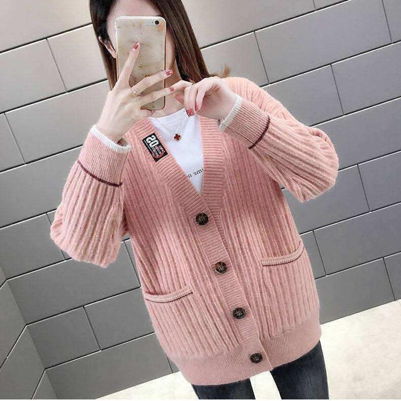 Вязаный кардиган, свитер, куртка, женская сетка, красный ленивый ветер, свободный топ, осенняя женская мода, корейская версия