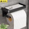 Punch-Free Bathroom Wall-Mounted Tissue and Phone Holder - Aluminum Alloy Shelf for Roll Paper