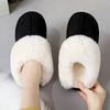 Solid Color Home Warm Slippers, Soft Sole Platform Plush Lined Backless Shoes, Round Toe Indoor Fluffy Shoes