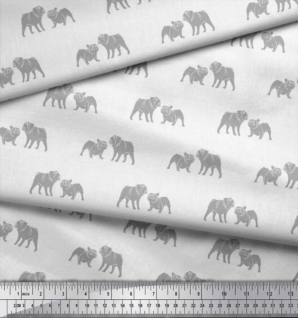 Soimoi Японская креп-сатиновая ткань с принтом Bull Dog на метр шириной 42 дюйма