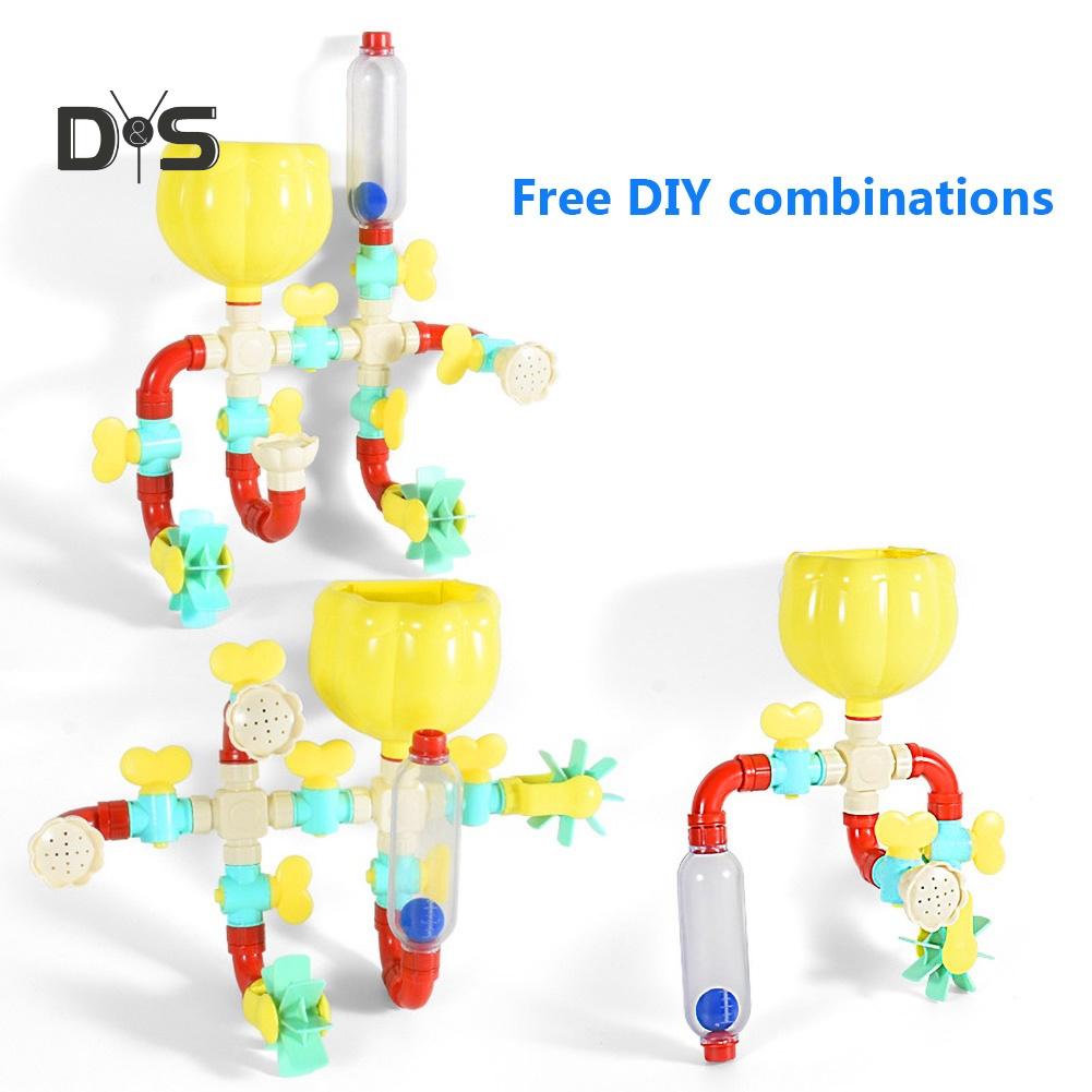 Играйте с собой DIY Сборка водопроводной трубы Водяное колесо Распыление Ванна Игрушка Душевая ванна