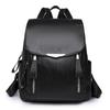 Women's Flap Backpack Solid Color PU Leather Large Capacity Female Daypack Backpack Rucksacks Casual Travel School Bag
