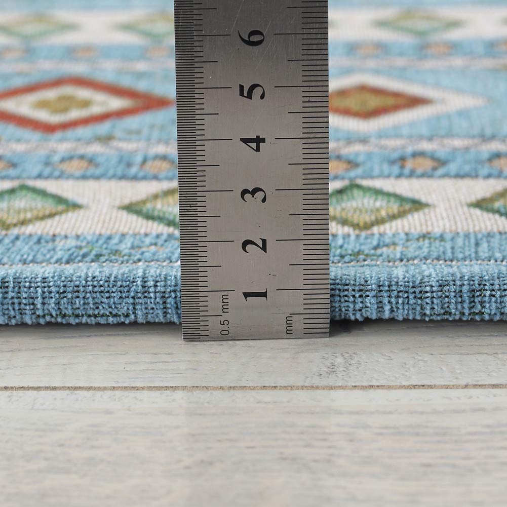 INSIMAN Washable Nordic Style Rug 200 X Stylish Gabbeh Gobelin Suitable for All Compatible with Underfloor and Easy To Clean Modern Blue - 250cm,