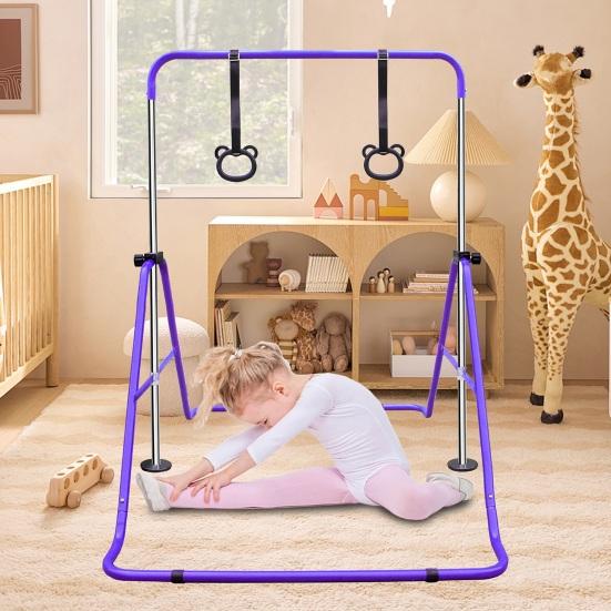 Children Gymnastics Bar, Height Adjustable from 88.9-129.54 Cm, Convenient for Storage, Non-Slip, Suitable for Home/Outdoor Training for Beginners And