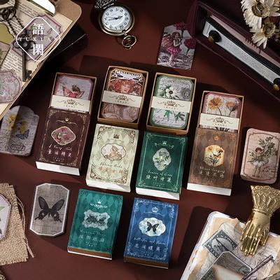 60 шт. винтажные Сказочные цветы, материал, наклейки, сделай сам, скрапбукинг, мусорный журнал, растение, бабочка, дневник, наклейки, украшение для печати