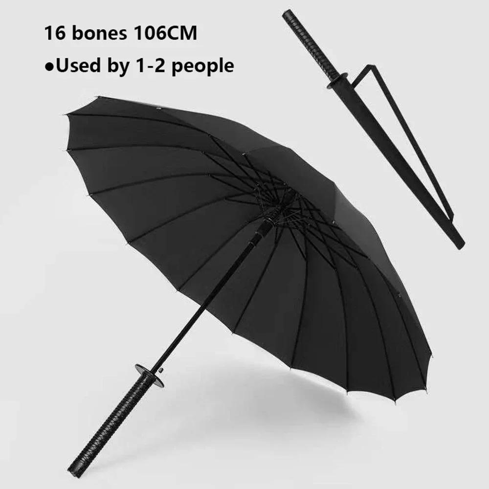 Simple Samurai Umbrella with Long Handle Japanese Umbrella Katana Chinese Household Straight Rod Umbrellas Windproof Rain Gear
