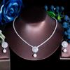 CMM Gorgeous Cubic Zirconia Flower Drop Women Wedding Artificial Pearl Necklace Earrings Fashion Bridal Jewelry Sets Gift