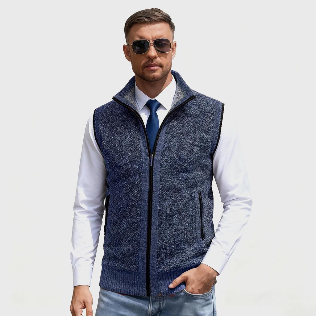 Мужской вязаный жилет с воротником-стойкой, Осень/Зима 2025