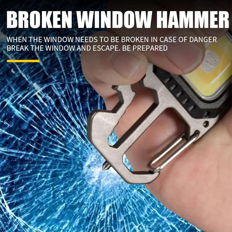 Мини светодиодный брелок портативный рабочий свет карманный фонарик USB аккумуляторная уличная лампа для кемпинга с открывалкой для бутылок с молотком