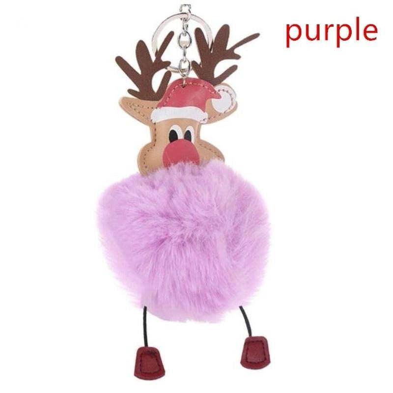 Мех кролика, брелок для ключей, сумка, плюшевый автомобильный брелок для ключей, очаровательный рождественский кулон Санта-Клауса, рождественский подарок