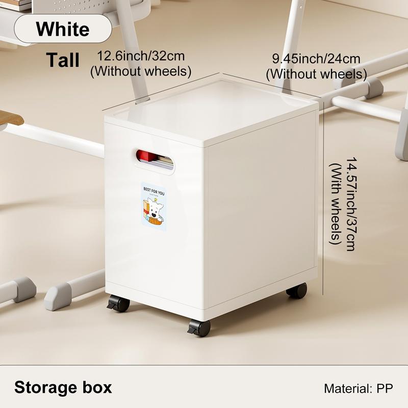 UFORU Stackable Under Desk Storage Box Large Capacity Universal Casters Dual Handles Book Organizer for Student Office Classroom