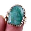 Emerald(Simulated) Handmade 925 Sterling Silver Jewelry Two Tone Ring S.6US T5u85