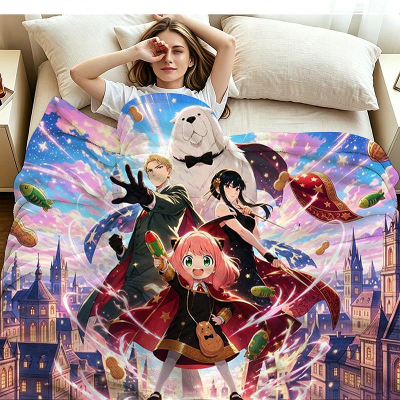 Spy x Family Print Flannel Blanket High Quality Warm Comfortable Cover for All Seasons Perfect for Gifts Home Decor