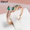 Kinel Green Zircon Silver Color Elemental Ring For Women Luxury Fine Jewelry Rose Gold Color Ring Gift