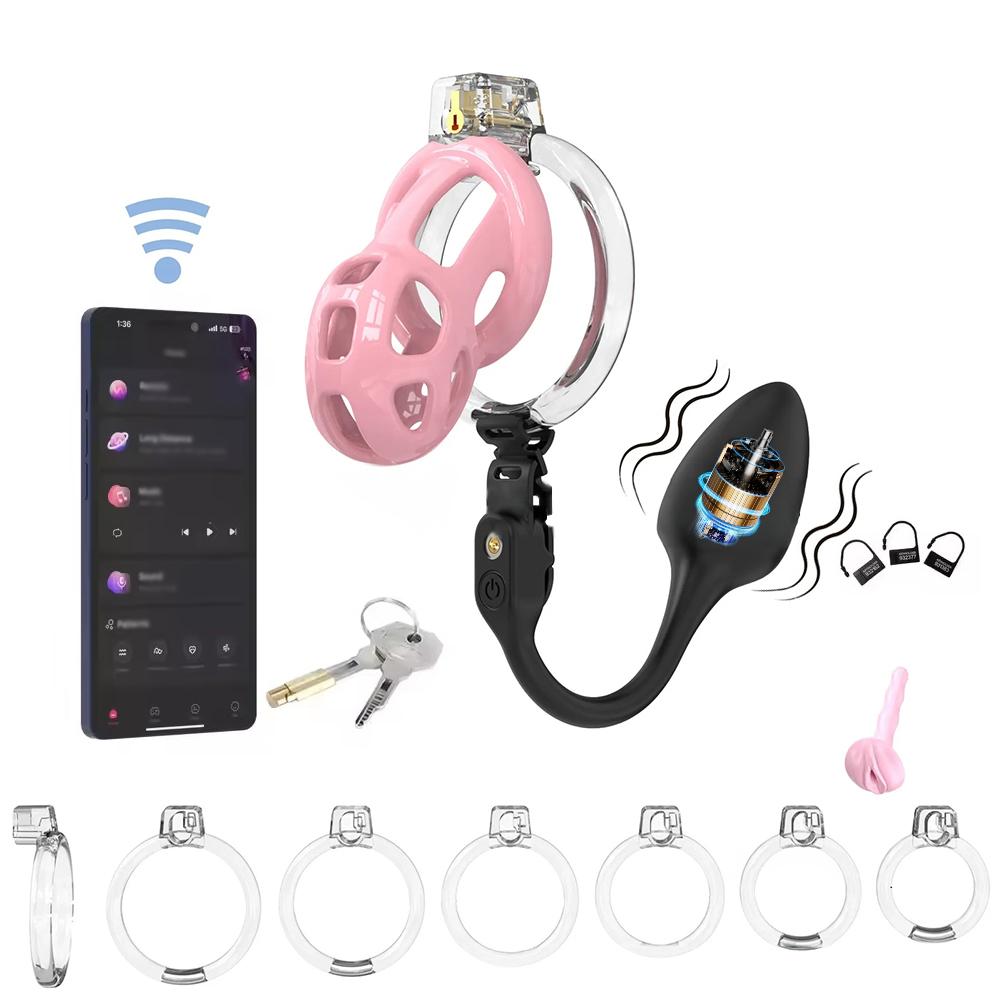 Мягкая клетка целомудрия с анальной пробкой, вибратор с дистанционным управлением, анальная пробка, секс-игрушка для пары, мужчины, кобра, уретральный замок с катетером