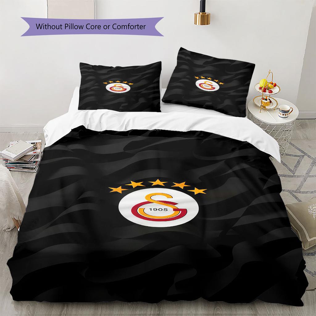 Galatasaray Crest Bedding Quilt Set Quilt Cover Pillowcase Home Decoration Birthday Gift (1 * duvet cover + 2 * pillowcase, without core)