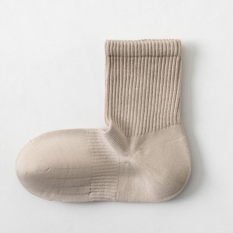 Женские осенне-зимние носки до середины икры, хлопковые носки с прямым углом, однотонные спортивные бесшовные длинные носки до икры, полностью хлопковые носки