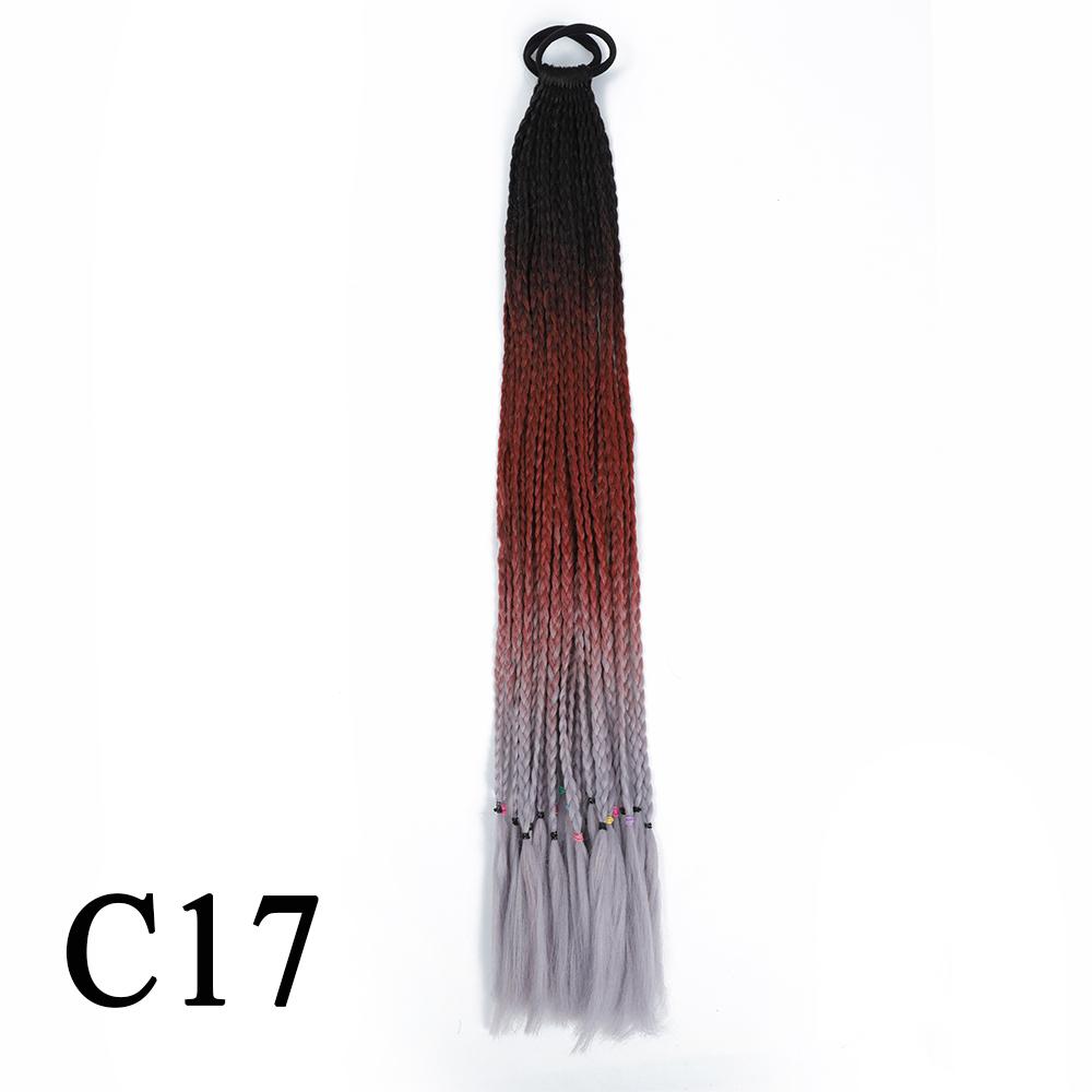 Плетеный хвост с резинкой, черный плетеный хвост ручной работы из термостойкого волокна, шиньоны с конским хвостом для девочек