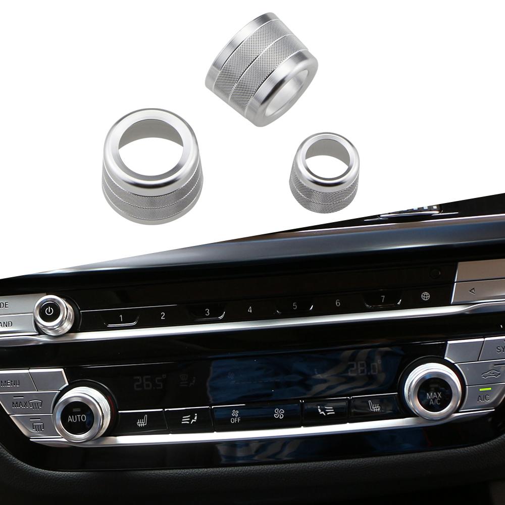 3 шт., ручки кондиционера громкости автомобиля, кнопка управления аудио, кольцо, накладка для BMW X3 G01 X4 G02 5 серии G30 6gt GT6