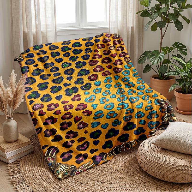 Leopard Heart Pattern 1 Theme blanket Lightweight Warm Flannel Blanket Decorative Throw Blanket for Home Decoration
