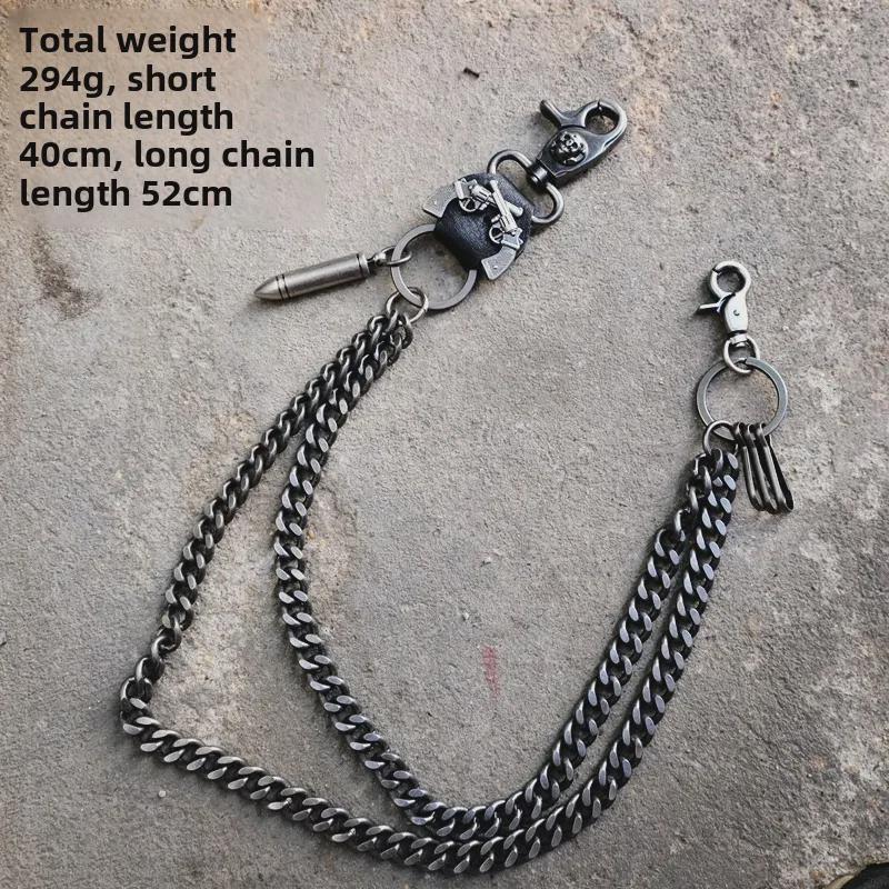 Подвеска Double Gun Bullet из кожи и металла в стиле хип-хоп-панк для мужчин на талию