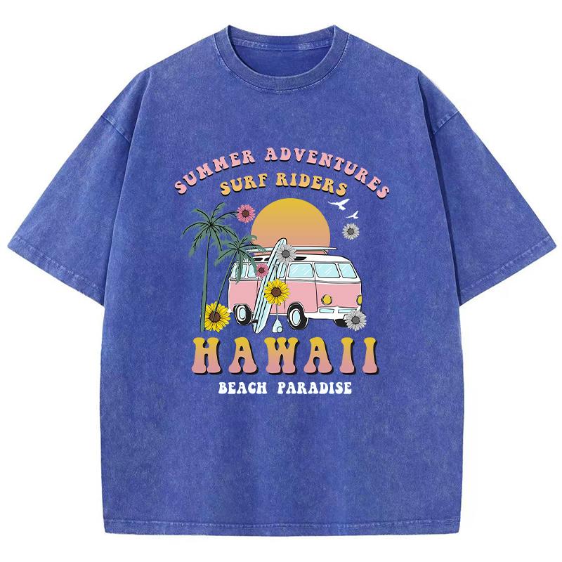 Summer Hawaii Beach Paradise Print T-Shirt Women Street Summer T Shirts Oversize Casual Short Sleeve Breathable T Shirt
