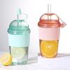 Silicone Cover Suction Cup with Lid and Straw Iced Coffee Cup Drinkware Clear Tumbler Sport
