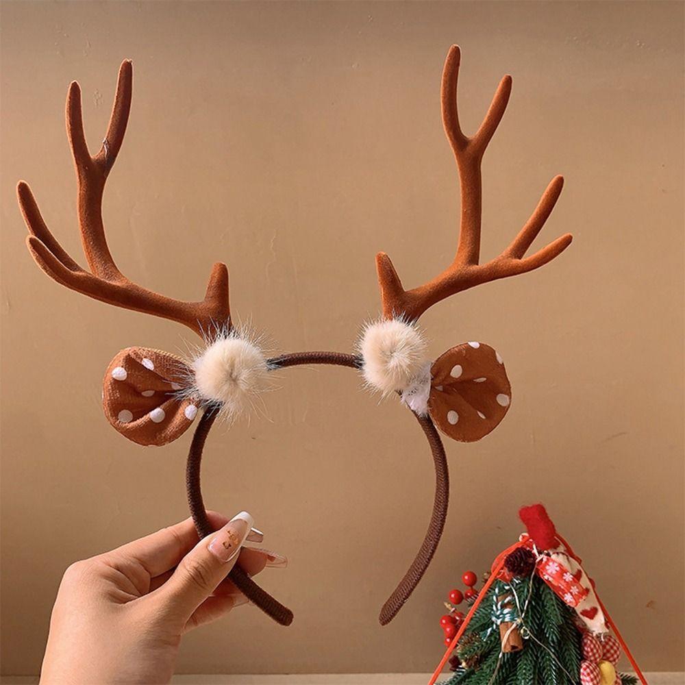 Повязка на голову с рогами эльфа, рождественское украшение, повязка для волос с рогом оленя, забавная рождественская повязка на голову для детей