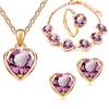 Heart-Shaped Crystal Jewelry Set: Necklace, Earrings, Ring, Bracelet