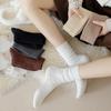 Шерстяные носки, женские осенне-зимние кашемировые толстые теплые напольные длинные носки для сна, японские модные однотонные терможенские носки