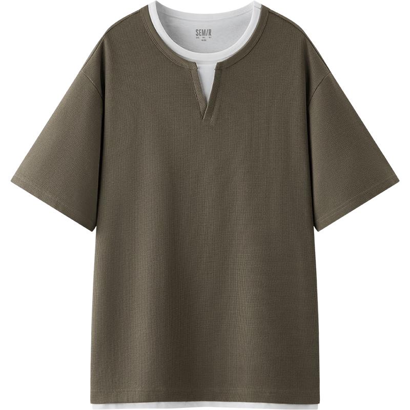 Semir Men's Color Block Waffle Knit Short Sleeve T-Shirt