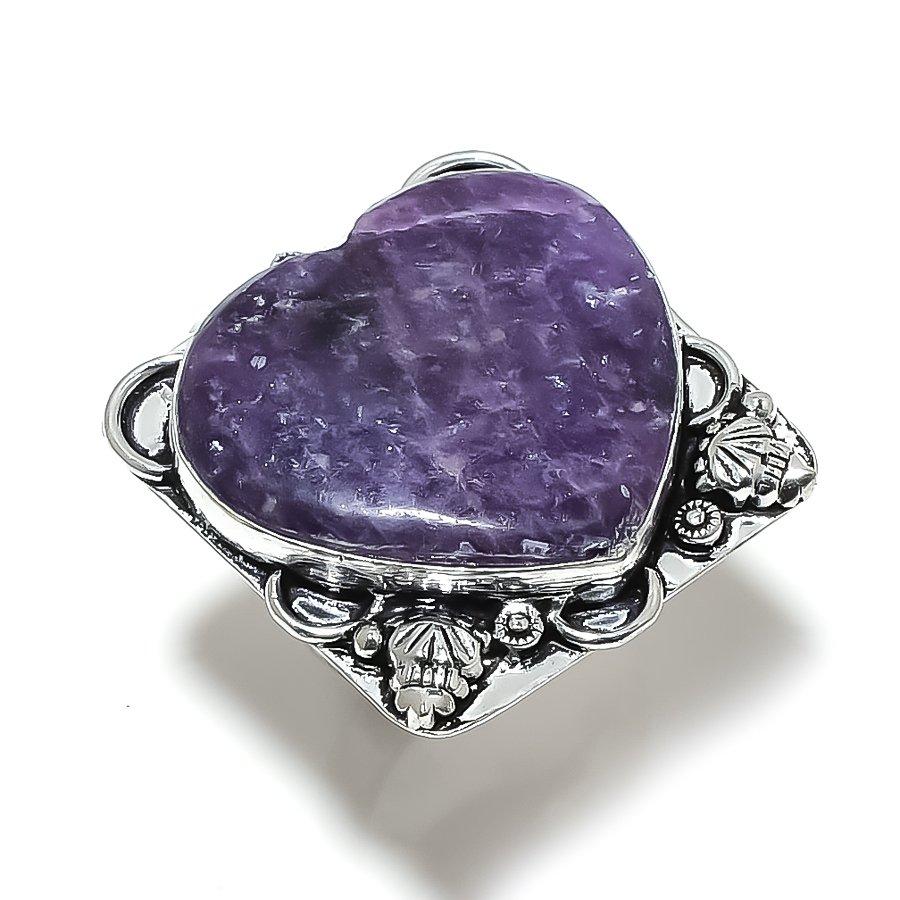 Лепидолит Камень Ручная работа 925 Стерлинговое серебро Ювелирное изделие Кольцо Размер 6 U8U50