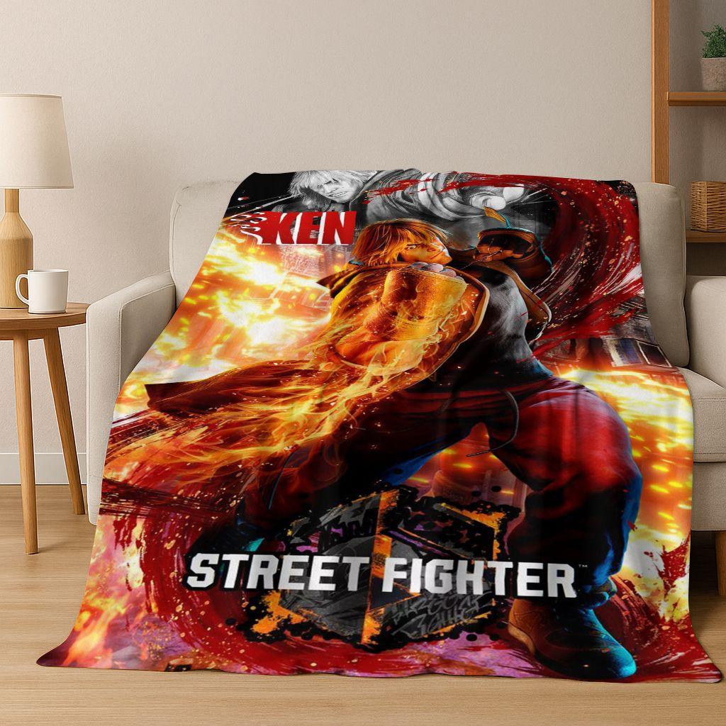 Ретро Street Fighter 6 Персонажи Игра Чун-Ли Арт Фланелевое Одеяло, Уютное Мягкое Плед для Дома Спальни Кровати Дивана Покрытие Дети