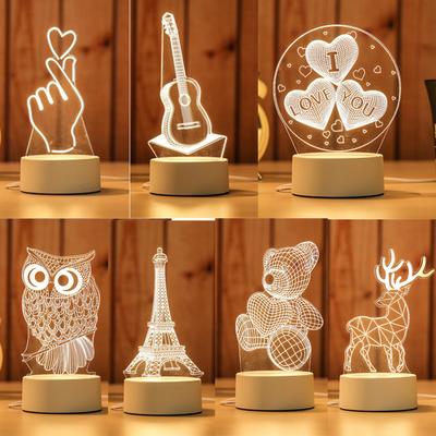 USB 3D светодиодный ночник настольная лампа для домашнего декора спальни теплый свет