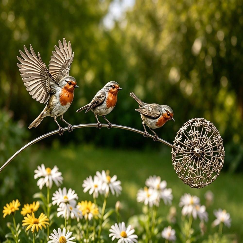 Weather Resistant Robin Garden Stake Metal Bird Plant Stake New Bird Garden Stake Patio Decor