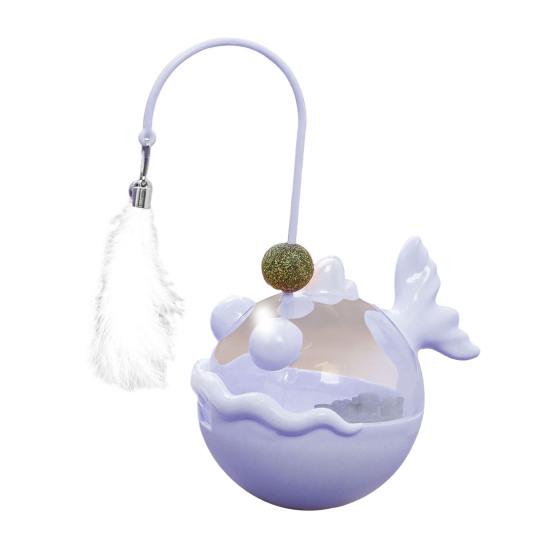 Interactive Cat Treat Dispenser Toy Puzzle Cat Tumble Spill Slow Feeder Kitten Teaser Wand Entertainment Toy for Indoor Cats