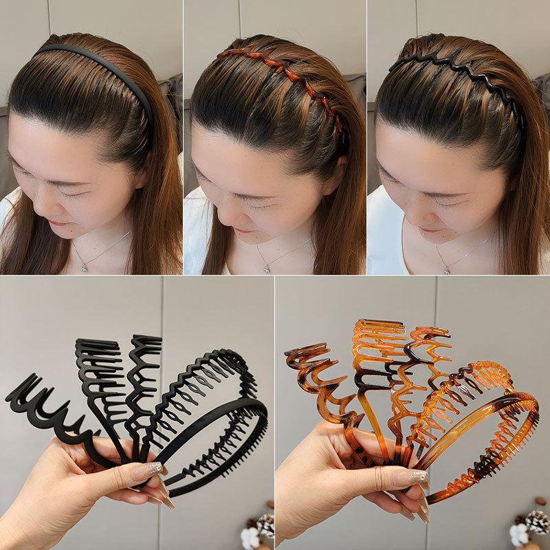 Women's Fashionable and Versatile Hairband for Going Out, Crushed Hairpin with Teeth, Non-slip Face Washing Headband Headdress