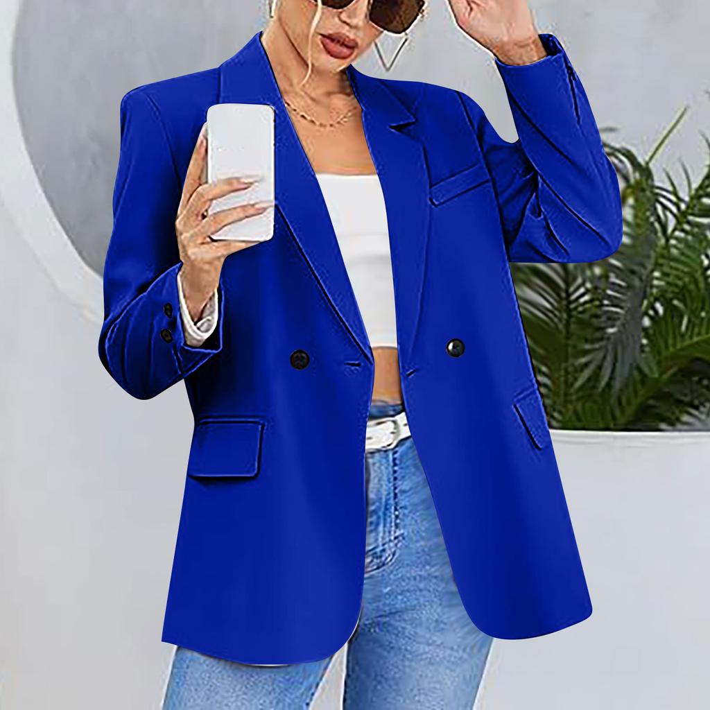 Women's Jacket Lapel Solid Color Button Decoration Slim Cardigan