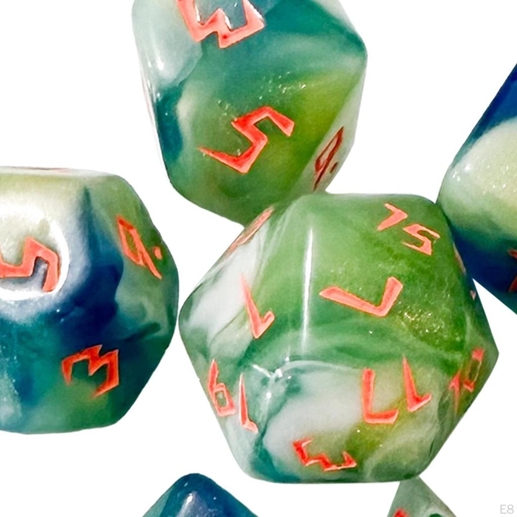 7 Pieces Polyhedral Dice D4 D6 D8 D10 D12 D20 Handmade Multisided for Entertainment Toy Gift