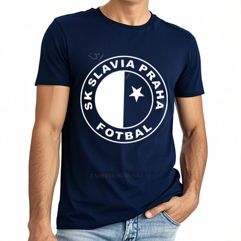 Мужская хлопковая футболка Летняя брендовая футболка SK Slavia Praha Футболка Чехия Прага Принт Футболка Унисекс футболка Свободный стиль