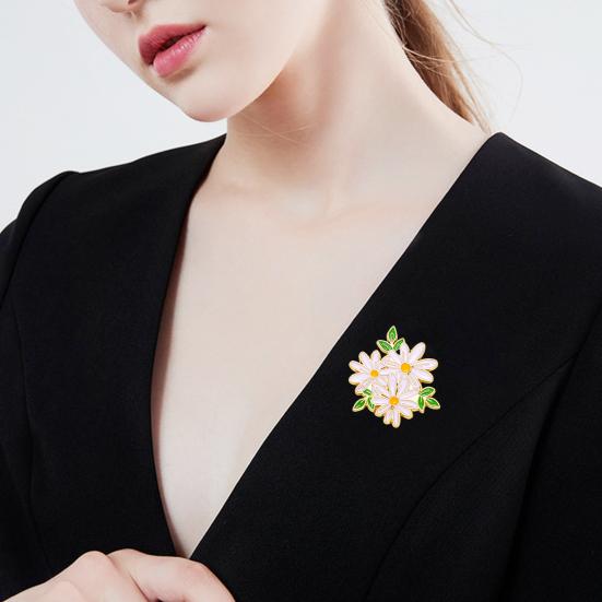 Брошь Яркий Цвет Пион Цветок Листья Форма Значок Украшение Одежды Свитера Шляпы Сумки Аксессуар