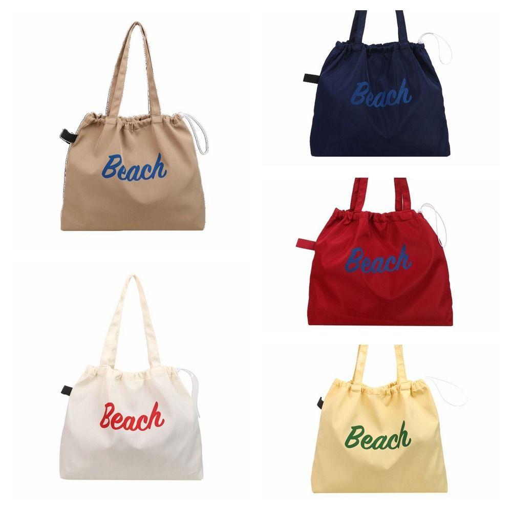 Вместительная сумка-тоут на кулиске, холщовая сумка с принтом букв, повседневная нейлоновая сумка через плечо для ежедневного использования