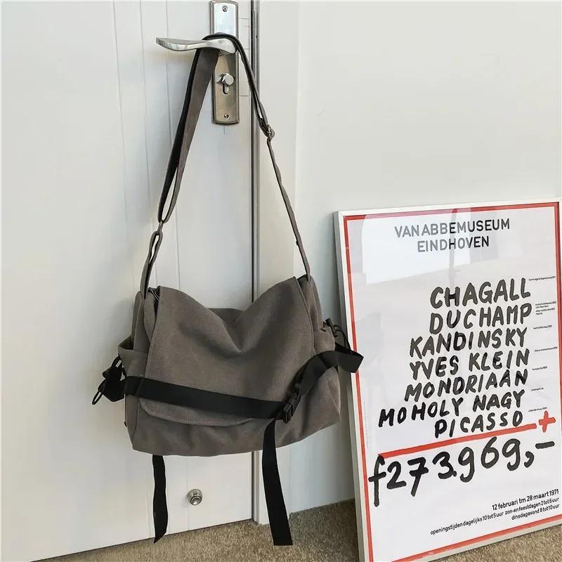 Canvas Messenger Bag Ladies Big Capacity Handbags Shoulder Bag Youth Girls Student School Bags Fashion Men Crossbody Bags