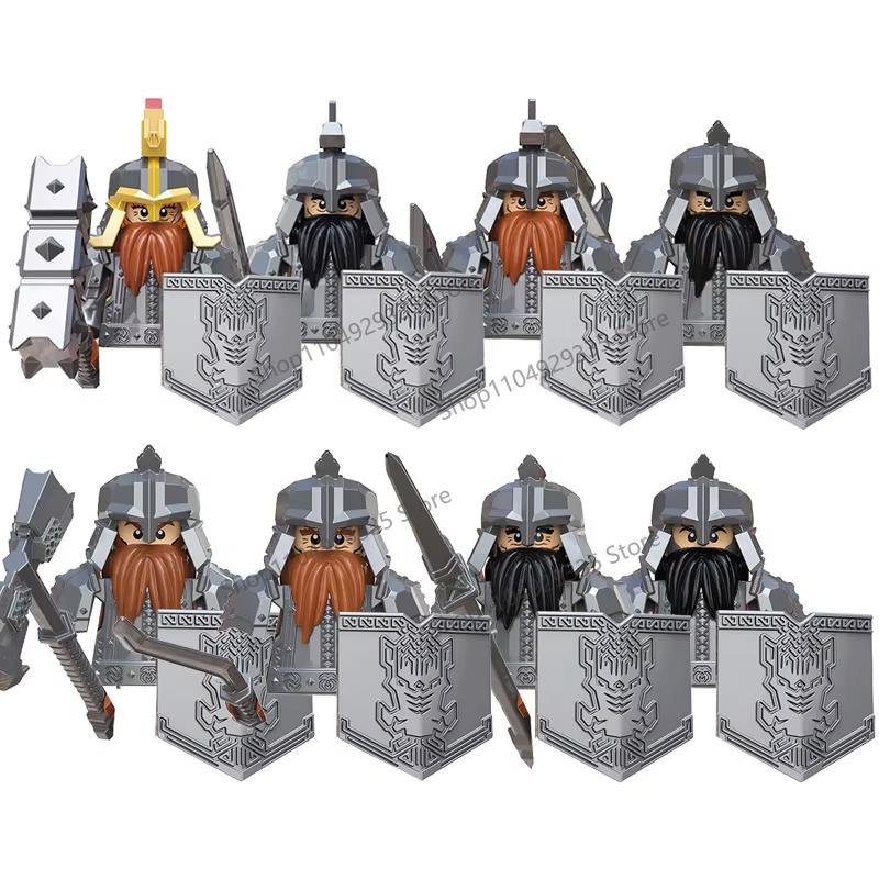 Medieval Knight Figures Building Blocks Elf Guard Dwarf Warrior Wild Boar Sheep Mount Fantasy Movie Character Soldier Bricks Toy
