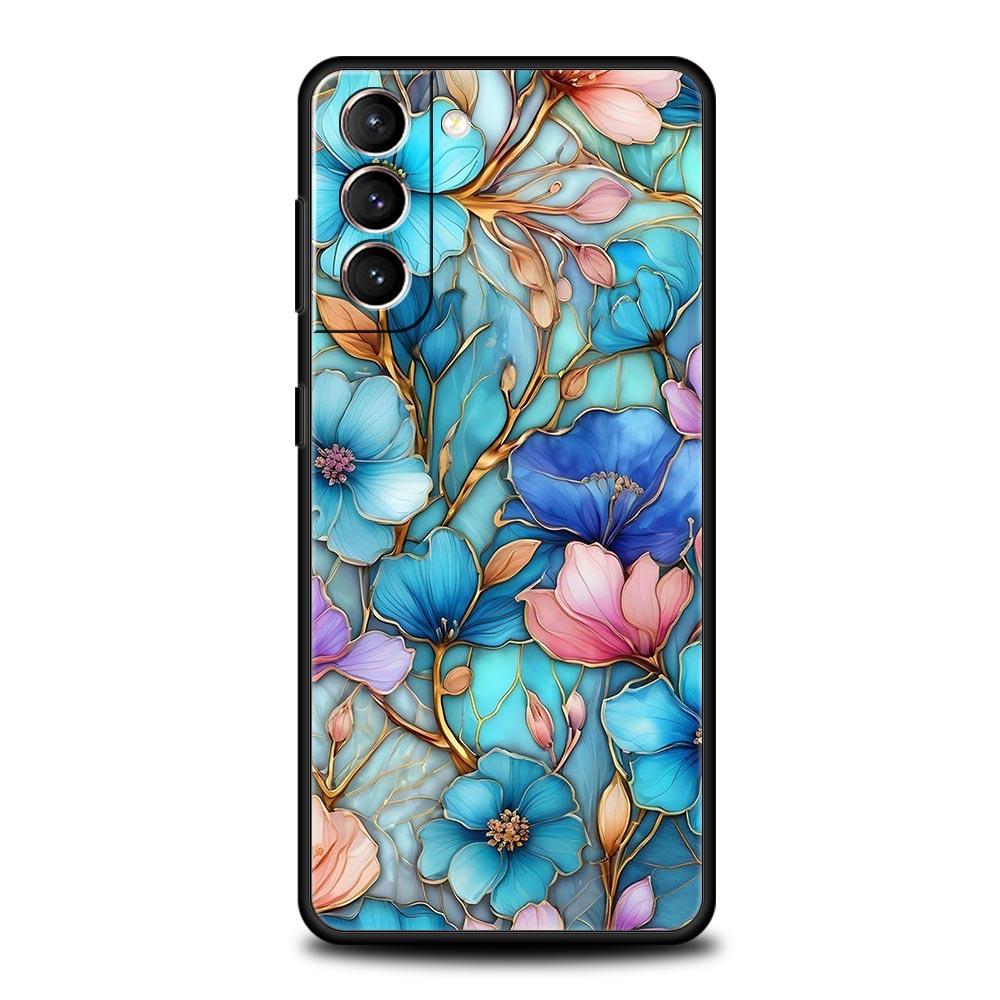 Модный Чехол Для Телефона С Цветочным Узором Для Samsung Galaxy S26 Ultra S25 Plus S24 FE S23 S22 5G S21 S20 Черный Мягкий