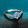 925 Sterling Silver Princess Crown Ring V-Row Diamond Wedding Ring Versatile Four-Claw One Carat Diamond Ring
